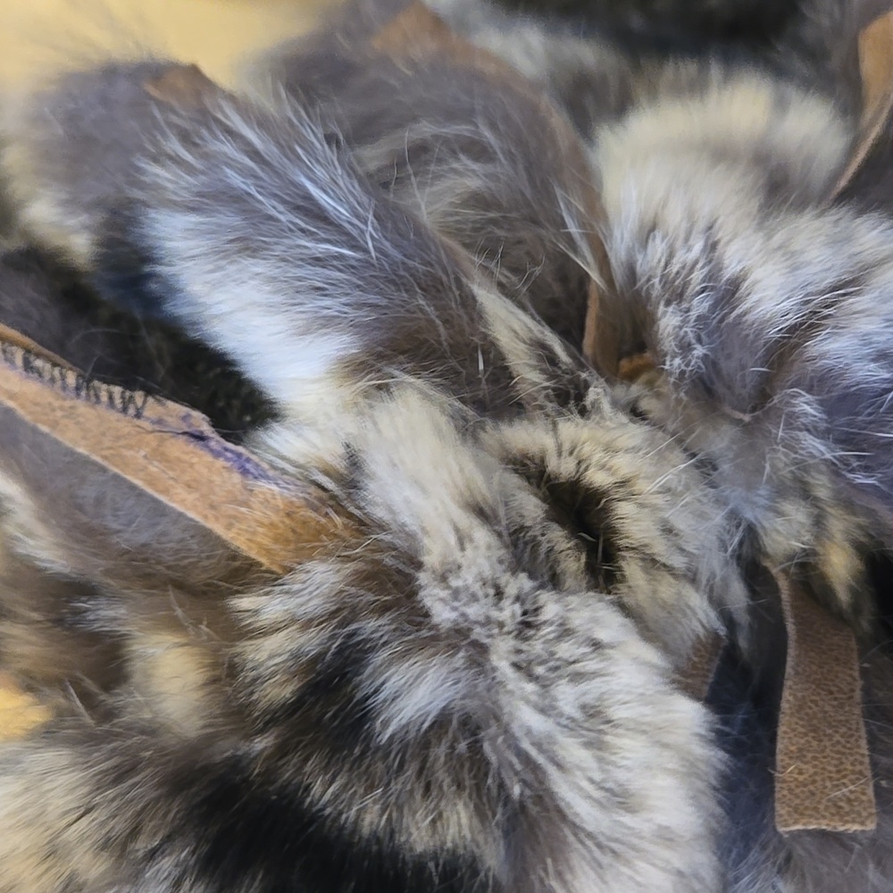 RARE Gray Metallic Accent Cardigan Sweater with Feather Accent Trim - Picture 7 of 16